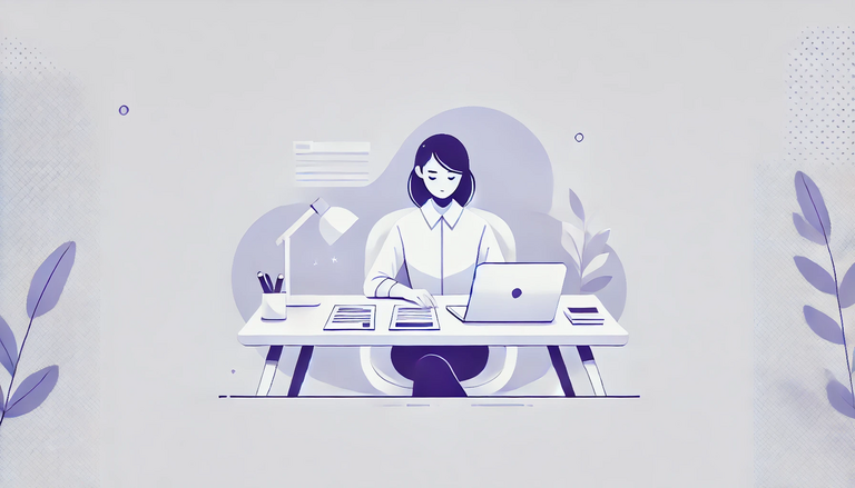 Woman filing taxes, designed in a flat illustration style on a white background