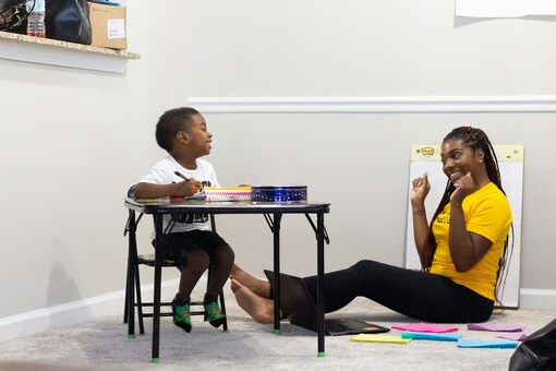 A happy teacher and student