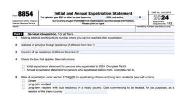 Form 8854 initial and annual expatriation statement instructions: who must file and when