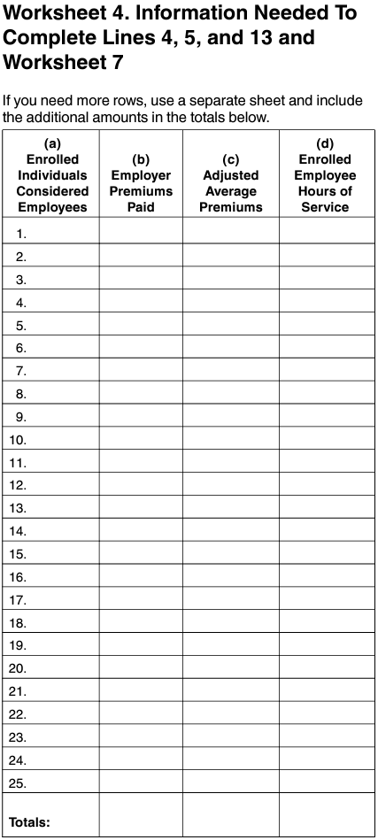 Worksheet 4: Premiums paid