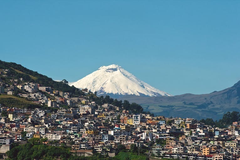 Scenic View of Quito with Cotopaxi Volcano