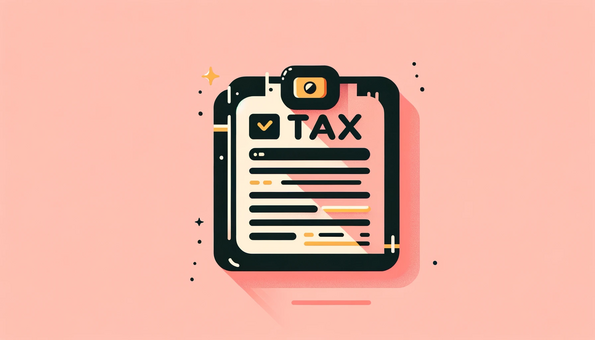 Illustration of a tax document in a flat illustration style on a pink background
