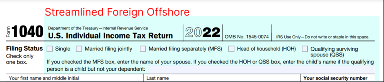 write streamlined foreign offshore in red form 14653