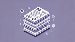 Tax documents illustration on a violet background in minimalist style