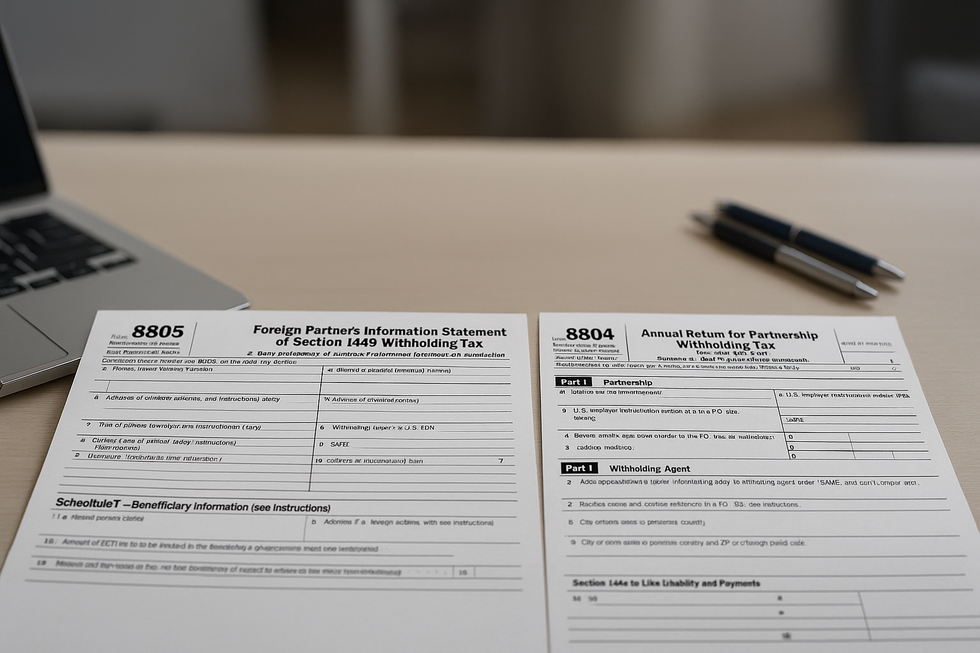 Tax Forms 8805 & 8804: Foreign Partner's Information Statement of Section 1446 Withholding Tax