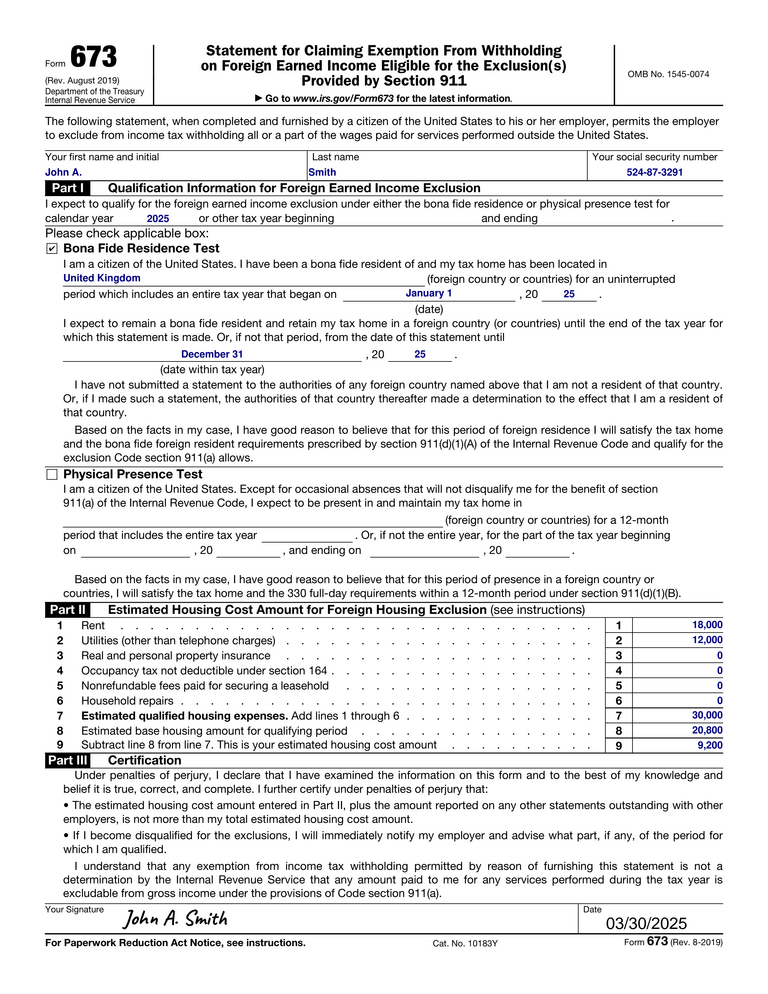 filed form 673 example