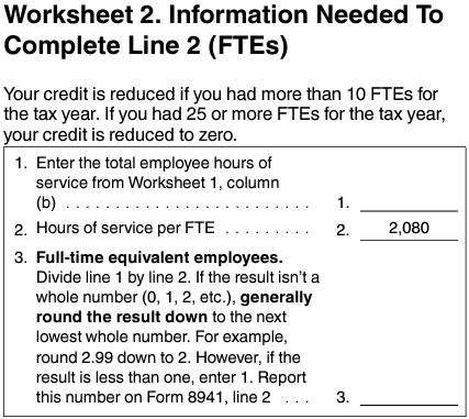 Worksheet 2: FTE calculation